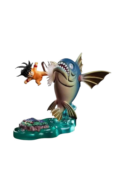 BANDAI Goku Shark 6cm/2.4in Anime Dragon Ball Z Figure Goku Kick Shark Action Figure Statue Collectible Mod