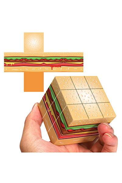 Choice مكعب سحري من هامبرغر 3x3x3 ثلاثي الأبعاد بالأشعة فوق البنفسجية، لعبة أ...