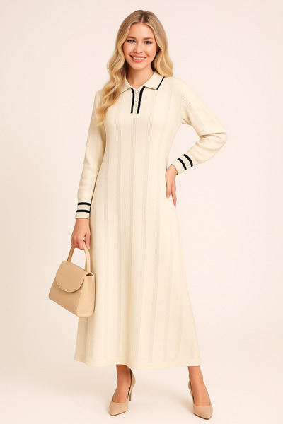 semela ΝΕΑ ΣΕΖΟΝ ΜΑΚΡΥ ΠΛΕΚΤΟ ΦΟΡΕΜΑ ΜΕ ΚΟΥΜΠΙΑ ΠΟΛΟ ΓΙΑΚΑ (135 cm. Μήκος)