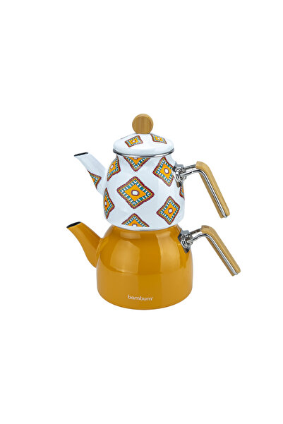 Bambum Unique Bamboo Handle Teapot Set Mustard
