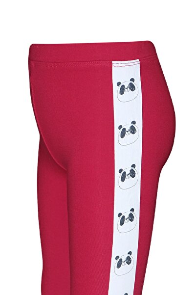LOVETTI Dark Fuchsia Girl's Hooded Side Panda Printed Leggings