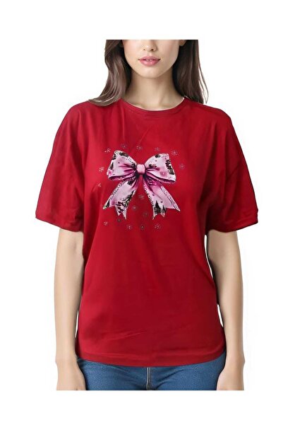 KOZİA OUTDOORS Γυναικείο βασικό μπλουζάκι με στάμπα χιονονιφάδας και φιόγκο