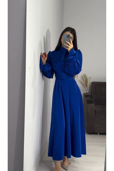 Raya Gym Volan Kol Detaylı Saten Tesettür