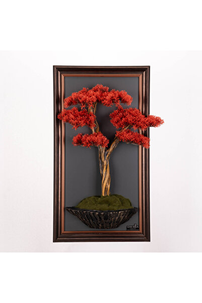 Omnia Concept Bonsai Tablaeu - 6-1D - Mdf Plaka Üzerinde Çerçeveli 3 Boyutlu Yapay Ağaç Tablosu 33x60 Cm