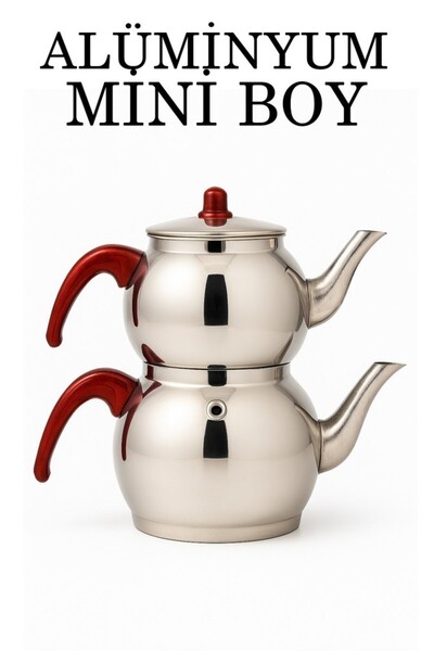 Tiesa Home إبريق شاي من الألومنيوم بمقبض بني صغير الحجم