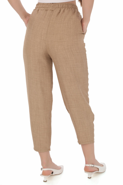 FOUROWL Women's High Waist Slim Summer Casual Loose Cotton Slouchy Fit Basic Ankle Length Pants with Elastic Waist