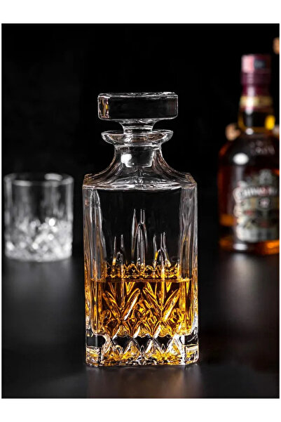 MADAME LUDA Pasabahce-Whiskey Glass. (4 Pcs 345 Cc-Cup-750 Cc-Caraf-Bottle) (5 Pcs Whisky Set)