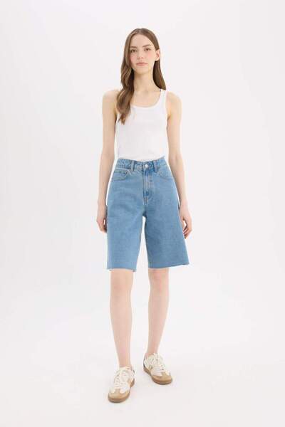 DeFacto High Waist Jean Bermuda Shorts E0709Ax25Sm