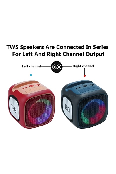 T&G مكبر صوت صغير قابل لإعادة الشحن تقنية البلوتوث مكبر صوت ستيريو محمول للاستخدام الخارجي مع إضاءة