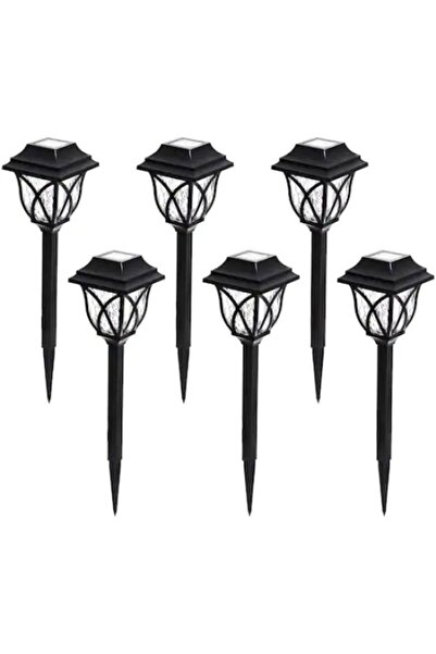 FOXMAG24 Set de 6 lămpi solare de grădină, tip țăruș, autonomie 8 h, negru