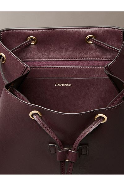Calvin Klein Women Maroon Foil Logo Flap Backpack
