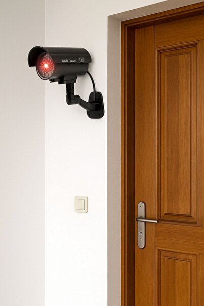 Buffer ® Duvara Monte Edilebilen Işıklı Siyah Gerçek Olmayan Güvenlik Kamerası Fake Kamera