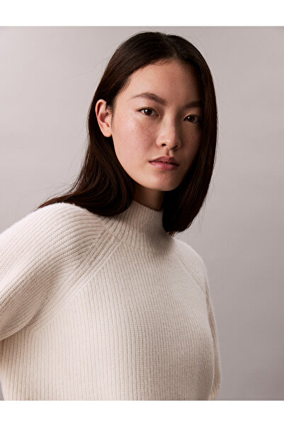 Calvin Klein Calvin Klein Women Cream Woolen Stitch Raglan Sleeve Pullover Sweater