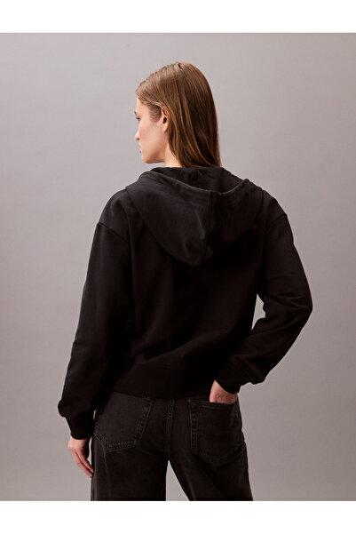 Calvin Klein Calvin Klein Women Black Monogram Terry Zip Up Hoodie
