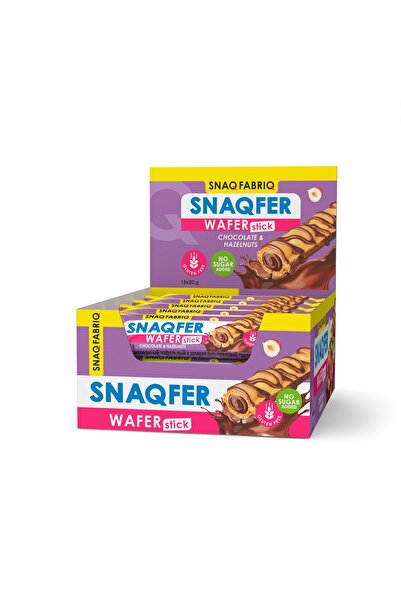 SNAQ FABRIQ أصابع ويفر سناكفر بالشوكولاتة والبندق خالية من الغلوتين وبدون إضافة سكر 15 × 20 جم
