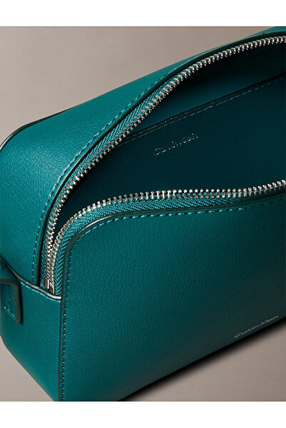 Calvin Klein Women Maya Blue/Dark Sky Turquoise Foil Logo Elongated Camera Bag