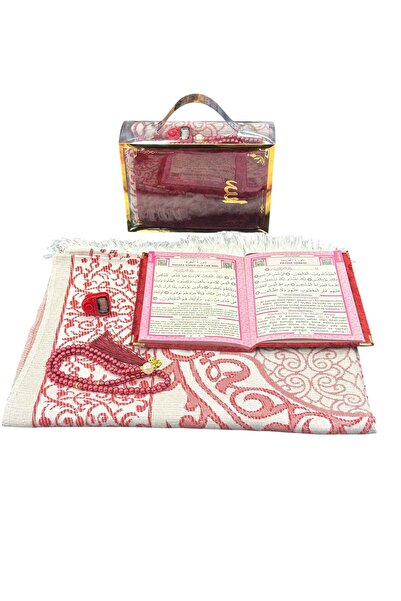 Zey-Al Gift Umrah Set with Special Bag, Sholihin Prayer Rug, Velvet Yasin, Pearl Prayer Beads and Dhikr Matik