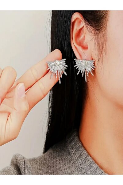 Alyas Aksesuar أقراط أنيقة بنمط الجناح المرصع بالأحجار