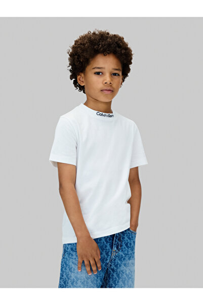 Calvin Klein Boys Black/Bright White Pack of 2 Embro Logo Crew Neck T-Shirt