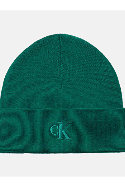 Calvin Klein Calvin Klein Men Green Signature Logo Fine Rib Beanie