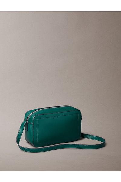 Calvin Klein Women Green Embossed Monogram Logo Camera Bag