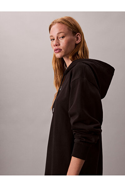 Calvin Klein Calvin Klein Women Black Long Sleeve Monologo Mini Hoodie Dress