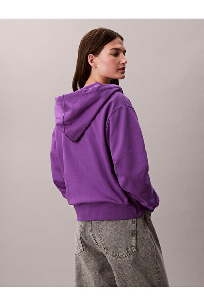 Calvin Klein Calvin Klein Women Purple Cotton Terry Zip Up Hoodie