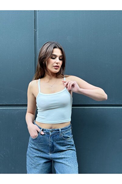 Almira Full Mold Crop Blouse with Thin Straps