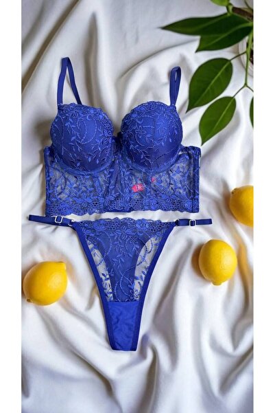 Lingerie Pushed up Bustier Thong Set Ruched Crop Top Strapless Lace Corset Women Underwear Sexy Lingerie