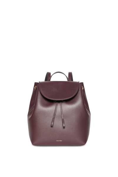 Calvin Klein Women Maroon Foil Logo Flap Backpack