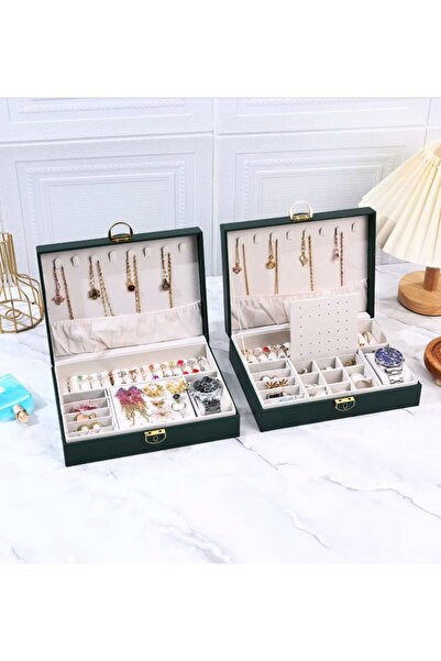 newnet Custom Jewelry Boxes with Lock Single Layer Leather Look Jewelry Box