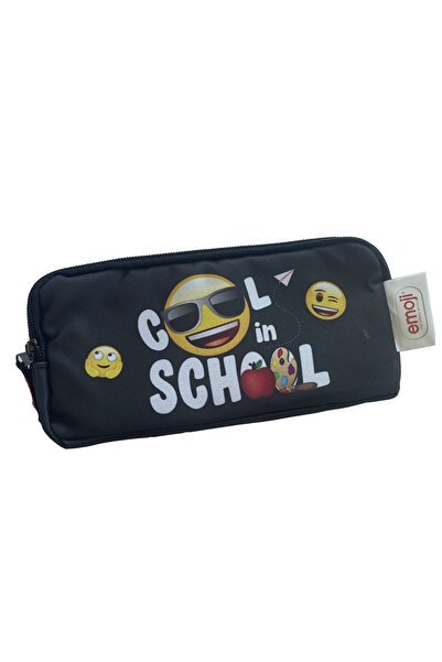 PIGNA HUSA PIZOR DREPTANGULARĂ CU 3 FERMOARE, NEGRU, CU EMOJI ȘCOLAR