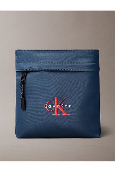 Calvin Klein Men Blue Nylon Monogram Logo Flatpack