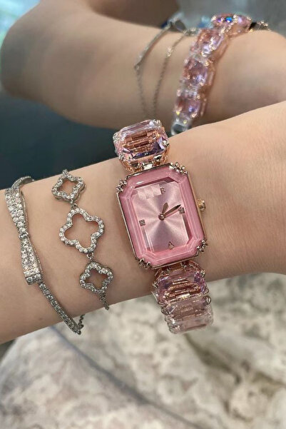 begonvil jewerly Pembe Taşlı Muadil Kadın Kol Saati