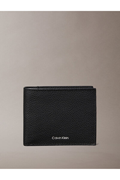 Calvin Klein Men Black Foil Embossed Logo Bifold Wallet