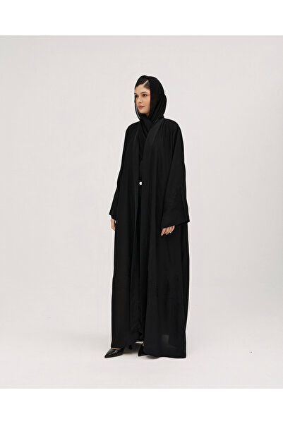 SOROSE SA عباية لف سوداء بلاك بيري نص كلوش بتطريز هاري