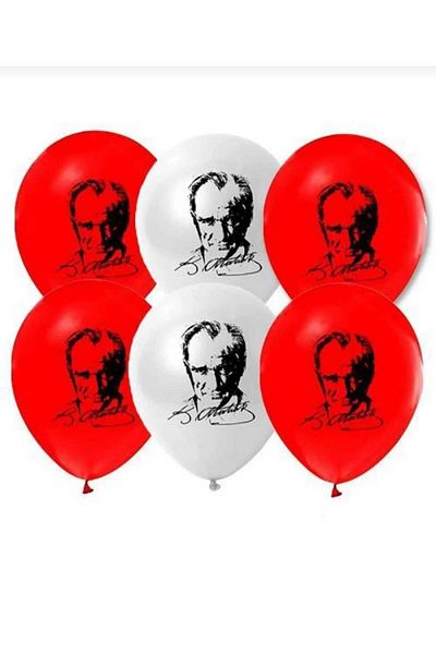 pure age Balloon with Atatürk and Flag 20 Pieces Ancestor Balloon Decoration April 23 Red White May 19
