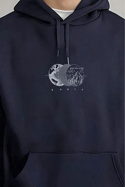 uyguntarz Unisex Earth Printed Oversize Sweatshirt