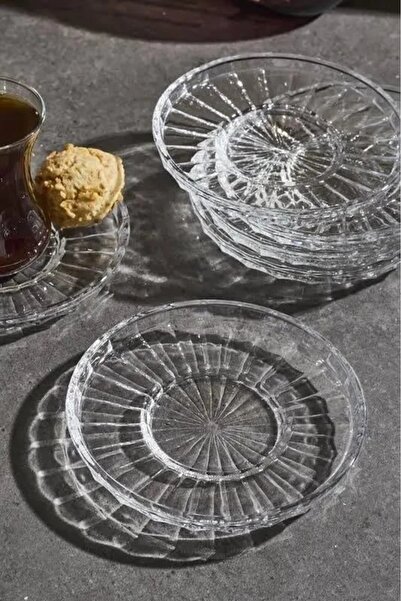 Perotti طبق شاي زجاجي رينجو 13 سم 6 قطع شفاف