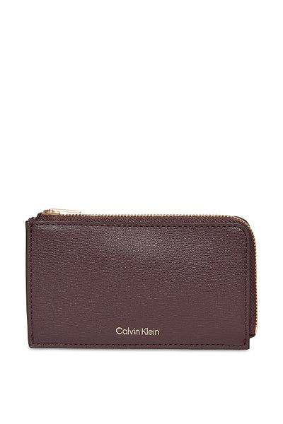 Calvin Klein Calvin Klein Women Brown Foil Logo Top Zip Card Holder