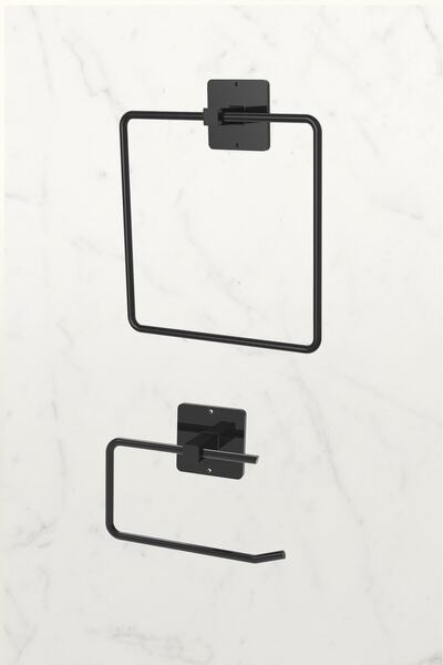 Patulya Aksesuar Yapışkanlı Kare Havluluk Havlu Askısı ve Tuvalet Wc Kağıtlık...