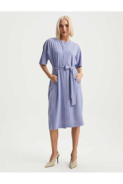 BGN workshop TRUVAKAR KOLLU KUŞAKLI MIDI BOY KOTON ELBİSE