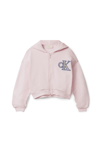 Calvin Klein Girls Light Lilac Logo Terry Zip Up Hoodie