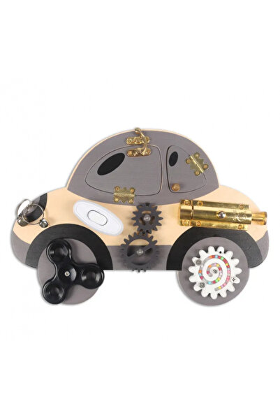 Ælements Placa senzoriala busy board, model MASINA, din lemn, stil Montessori...