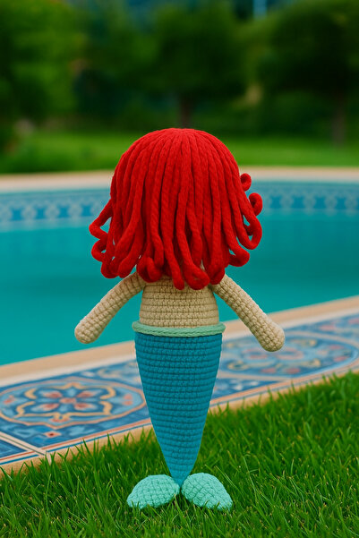 CraftyCorner El yapımı Amigurumi Denizkızı Oyuncak – Organik pamuk iplikten örülmüş
