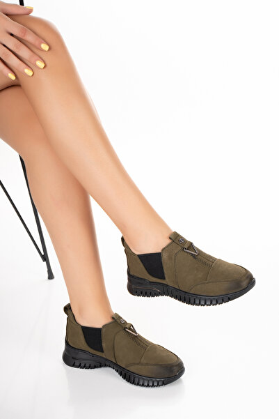 REALMİNE 1453-1 Casual Γυναικεία - Πλήρως Ορθοπεδικά - Γνήσιο Δέρμα Nubuck - Μισά Μποτάκια και Παπούτσια