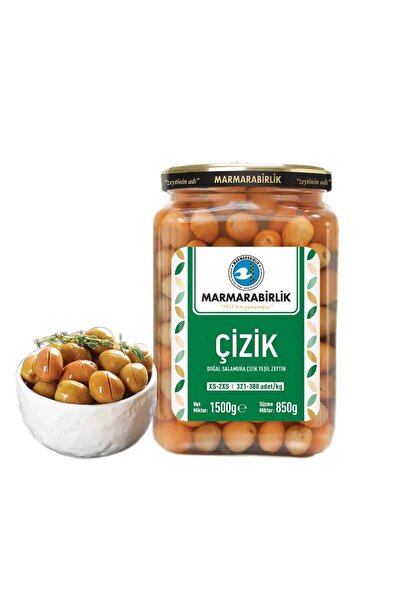 MarmaraBirlik Çizik Yeşil Zeytin XS-2XS (321-380) 850 gr.