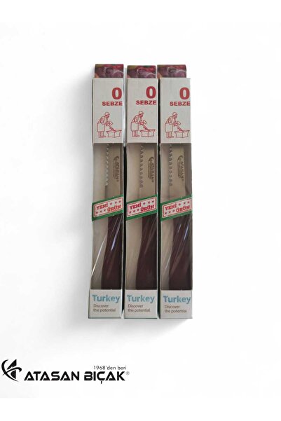 ATASAN 3'lü Set Steak Tırtıklı Bıçak Mutfak Bıçağı Bıçak Et Sebze Meyve Bıçak...