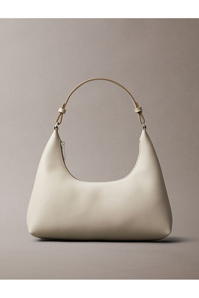 Calvin Klein Women Cream Foil Logo Convertible Shoulder/ Satchel Bag