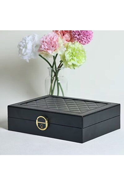 newnet Custom Jewelry Boxes with Lock Single Layer Leather Look Jewelry Box